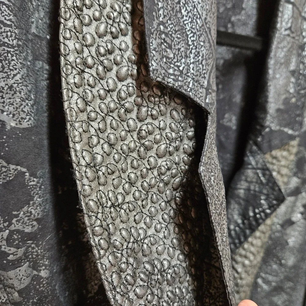 Black/Gray Casedei Collection Vintage 80s-90s Textured‎ Jacket & Skirt Size 10